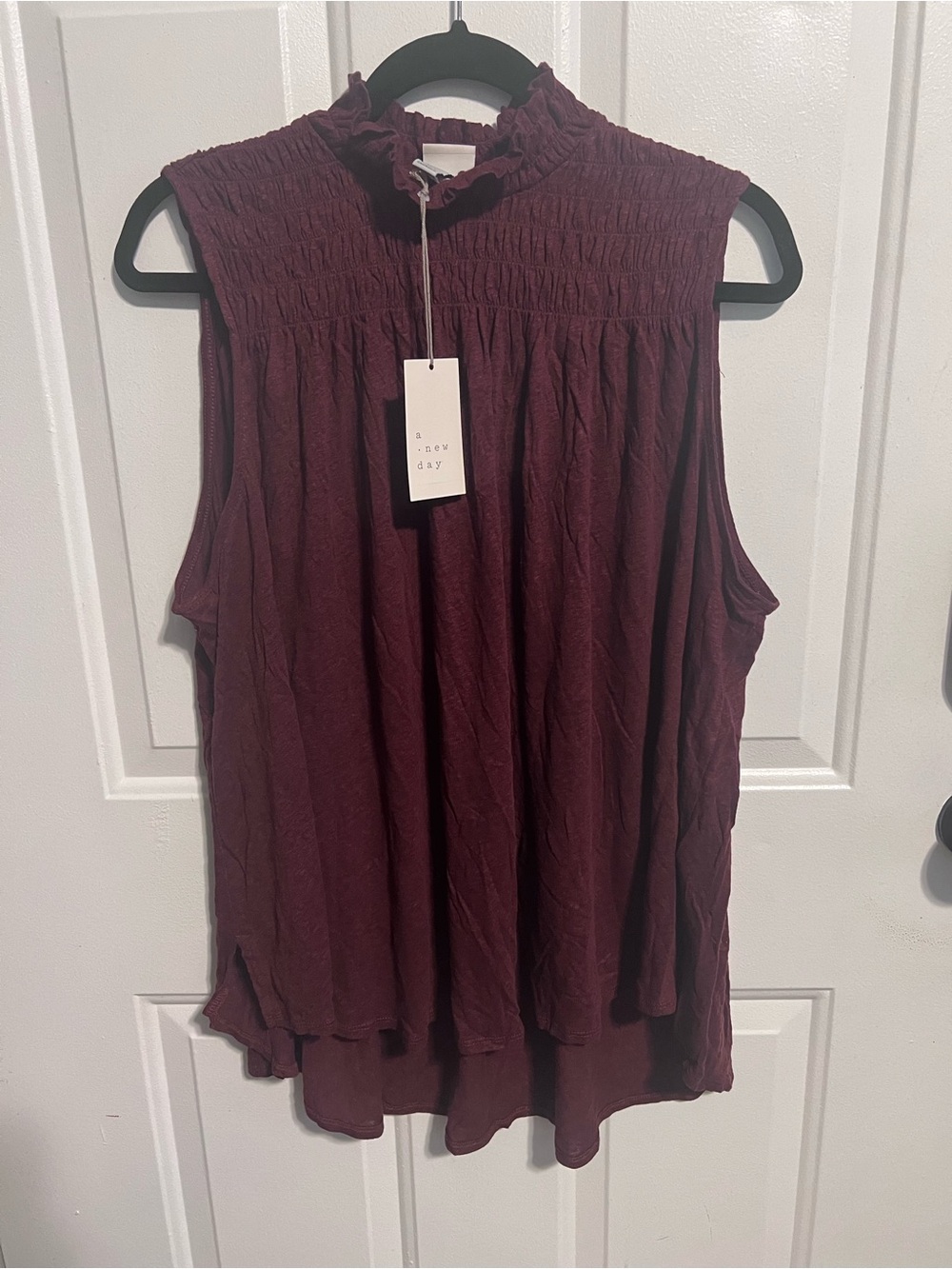a new day Sleeveless Smocked Yoke Camisole - Burgundy